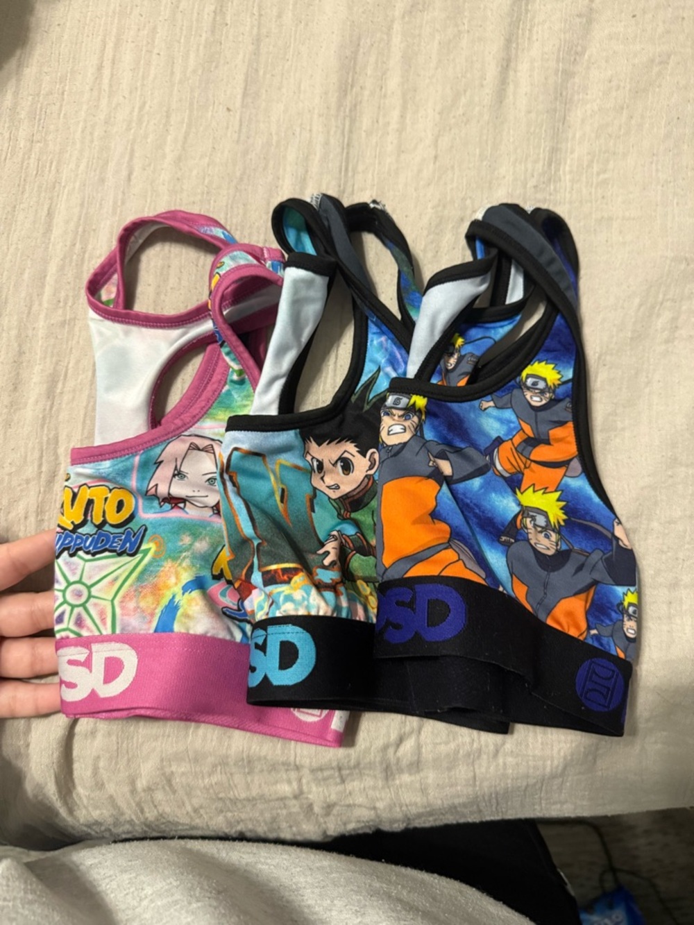 Bundle 2 smalls 1 medium PSD Anime Sports Bras - Pink, Blue, Black